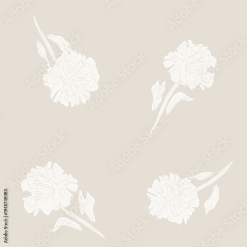 Beige And White Floral Pattern Design