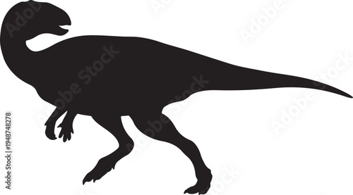 Black Silhouette of an Iguanodon Dinosaur Isolated on White Background (2)
