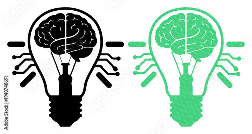 Creative light bulb with brain inside, symbolizing innovation and bright ideas