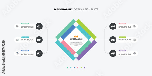 Business data visualization. timeline infographic icons designed for abstract background template. infographic business presentation template with 6 options.