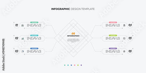 Business data visualization. timeline infographic icons designed for abstract background template. infographic business presentation template with 6 options.