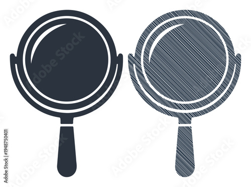Two magnifying glasses, one solid and one sketched, representing observation and detail.