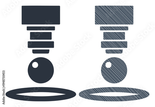 Two contrasting icons represent a scientific experiment or precision measurement.