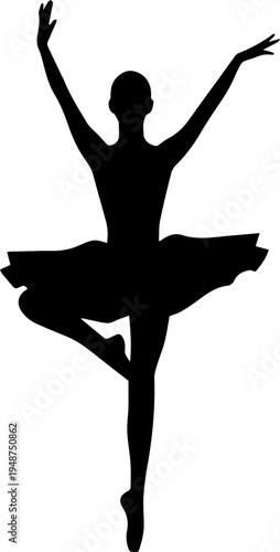 Silhouette of a Graceful Ballerina in a Tutu Performing a Classical Ballet Pose Vector Illustration