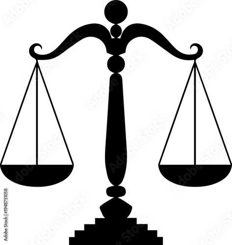 Black Silhouette of Scales of Justice Vector Illustration for Law and Legal Concepts