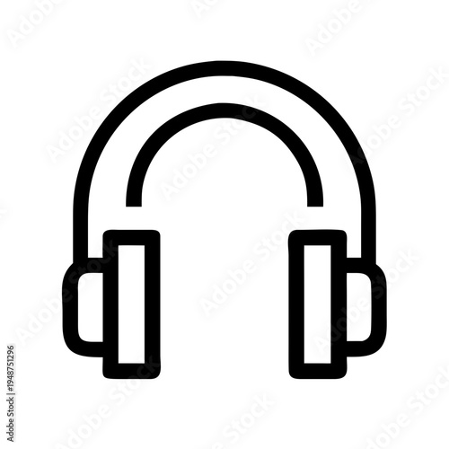 A minimalist linear icon representing professional audio headphones for listening to high fidelity