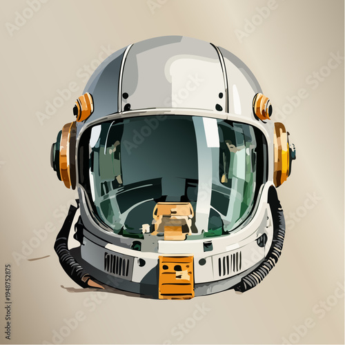 Futuristic Astronaut Helmet with Advanced Visor and Communication Gear.

