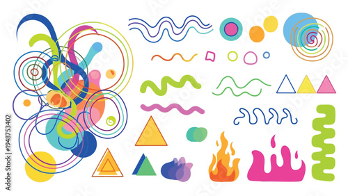 Set of 25 colorful abstract shapes vector