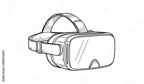 Hand drawn virtual reality headset outline technology vector illustration