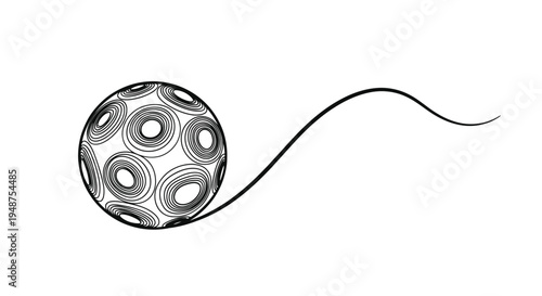 Abstract Geometric Sphere with Swirling Lines, Line Art