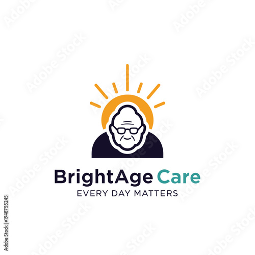 Sunlight elderly person portrait icon for retirement nursing service logo BrightAge Care