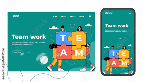 Business Analytics Landing Page and Mobile App UI Design Vector Illustration.eps