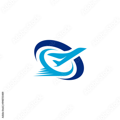 air travel agency logo, minimalist of a Jet airplane tail. transport, logistics symbol aviation propeller icon