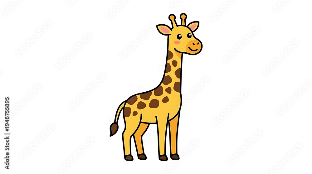 Obraz premium Cartoon giraffe standing alone.