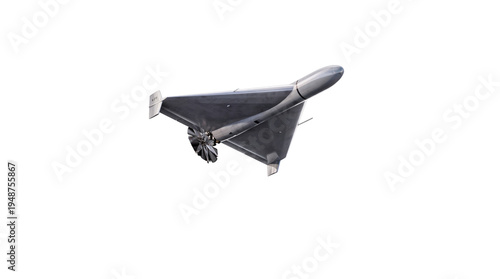 Canvas-taulu Contemporary kamikaze drone or loitering munition, poised for attack, detailed 3D render on transparent background