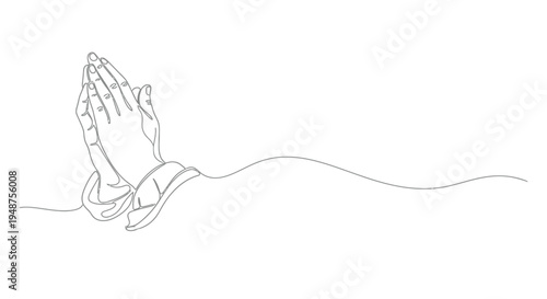 Praying hands, symbol of hope and faith, single line art
