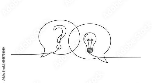 Question Mark and Light Bulb Idea Speech Bubbles