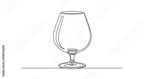 Brandy Snifter Glass, Minimalist Line Art
