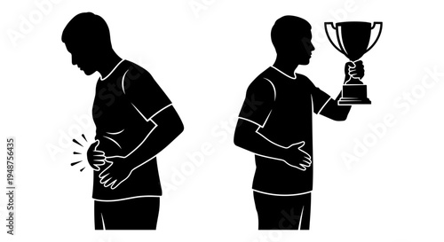 Contrast between defeat and triumph in athletic competition Vector, illustration