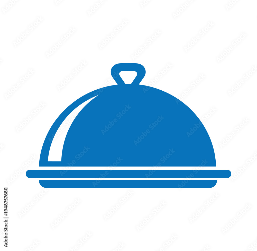Obraz premium blue cloche dish cover with handle on top for serving food in restaurants