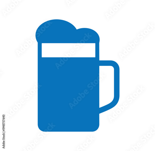 blue beer mug with foam on top isolated on white background