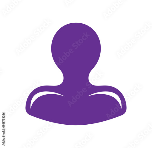 Purple silhouette of a person from the shoulders up with a simple and modern design