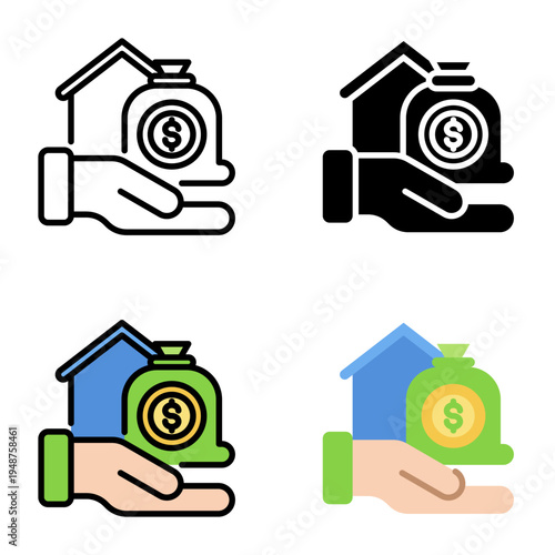 Asset icon collection of various styles for design branding, print and digital media