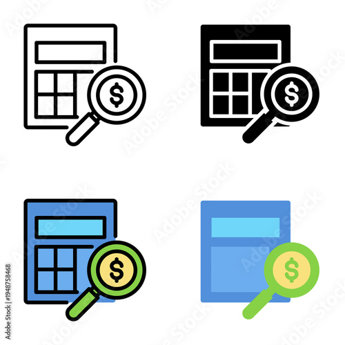 calculating icon collection of various styles for design branding, print and digital media