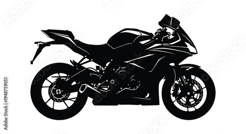 A sleek black motorcycle is displayed in profile showcasing its dynamic design silhouette high quality professional