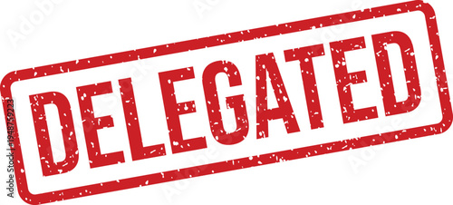 A rectangular red rubber stamp impression clearly shows the word DELEGATED in capital letters