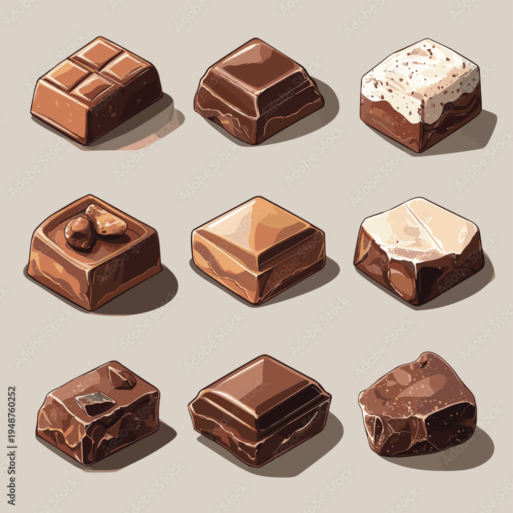 Obraz premium pieces of chocolate , vector style simple color