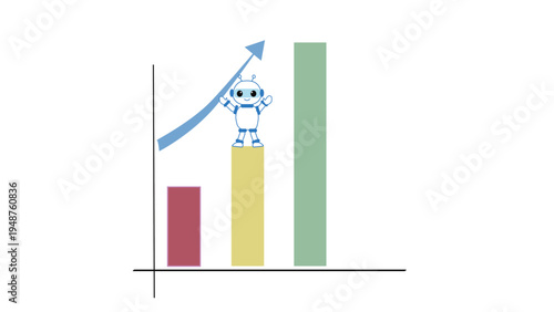 AIロボットとグラフの上昇
