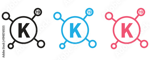 Potassium icon vector set, potassium icon sign symbol flat trendy vector illustration isolated on white background.