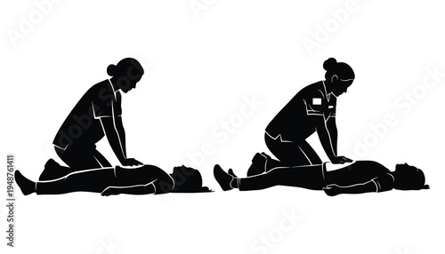 Battlefield Medic Silhouette Performing Emergency Aid