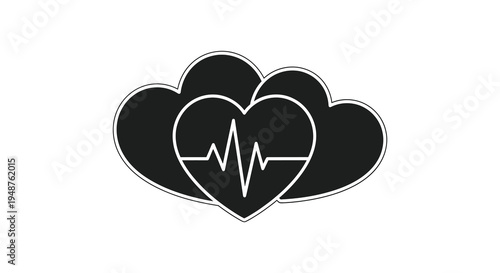 A graphic design featuring a heart shaped cloud with an electrocardiogram a striking silhouette high quality