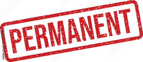 Bright red rectangular rubber stamp impression clearly displaying the word PERMANENT against a clean white canvas