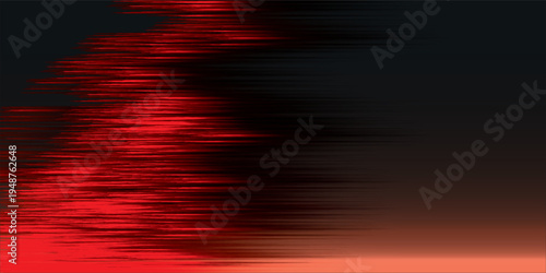 Abstract Red and Black Glitch Effect with Horizontal Lines.
