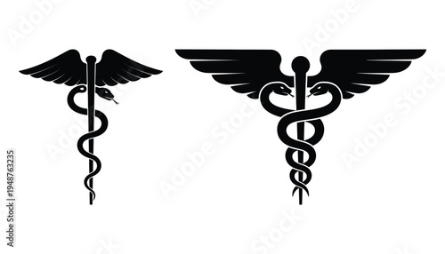 Battlefield Medic Silhouette with Rod of Asclepius Wings