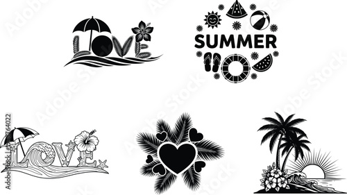 Summer Love Tropical Beach Graphic Cut File Bundle