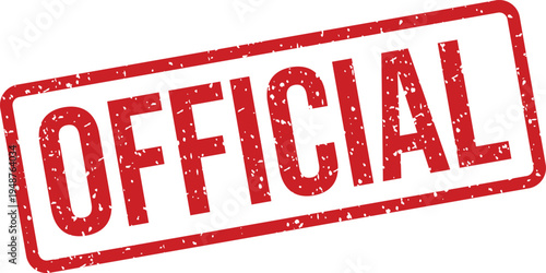 Red grunge rubber stamp mark displaying the prominent word OFFICIAL on a clear white page