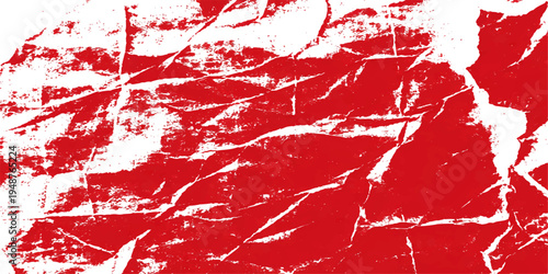 Abstract an artistic textured surface rendered in bold red, marked with dynamic folds and contours, evokes the tactile sensation of crumpled paper.
