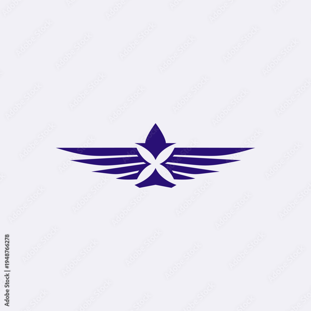 Obraz premium air travel agency logo, wing symbol of a Jet airplane tail. transport, logistics icon.