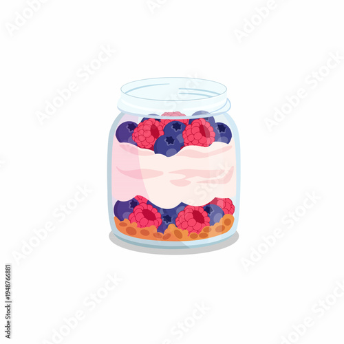 Healthy Berry Yogurt and Smoothie Bowls with Fresh Strawberries and Blueberries