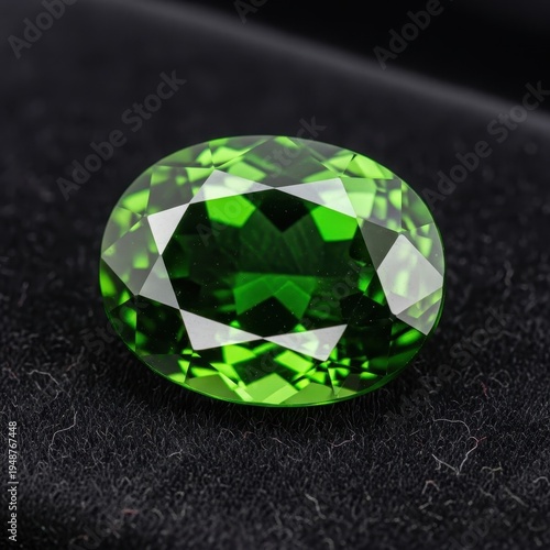 Vibrant Green Gemstone - A Close-Up Look at a Faceted Stone.