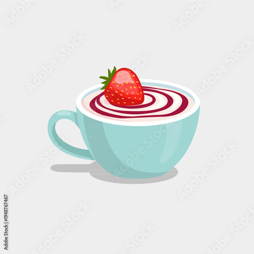 Healthy Berry Yogurt and Smoothie Bowls with Fresh Strawberries and Blueberries