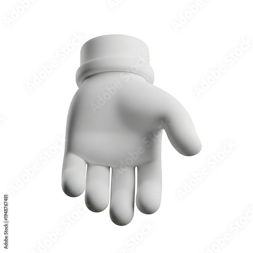 A single white cartoon glove with a rounded cuff isolated on transparent background