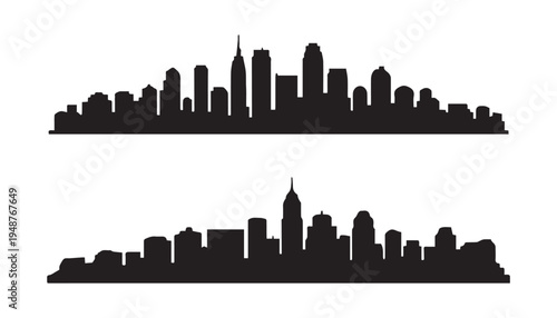 black color building set of silhouette vector illustration, solid white background