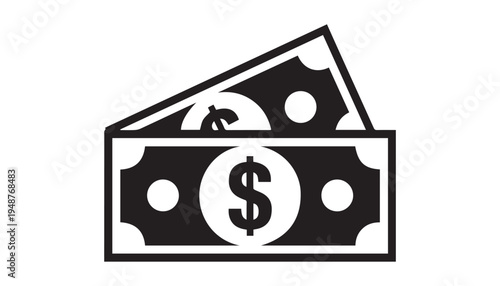 black color money of silhouette vector illustration, solid white background
