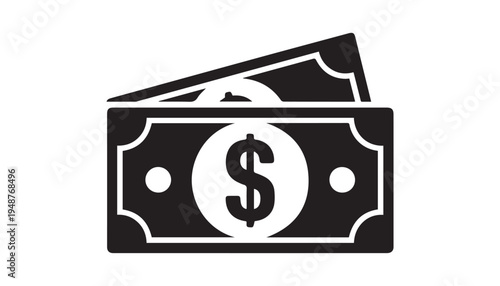 black color money of silhouette vector illustration, solid white background