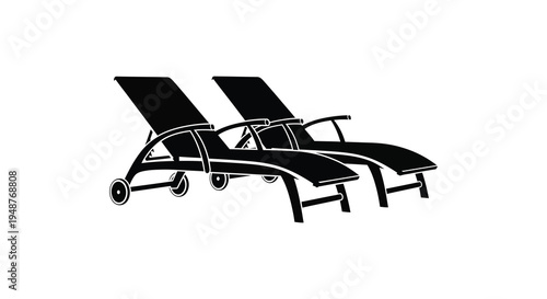 A striking black silhouette depicts two empty lounge chairs positioned side by side silhouette high quality professional detailed